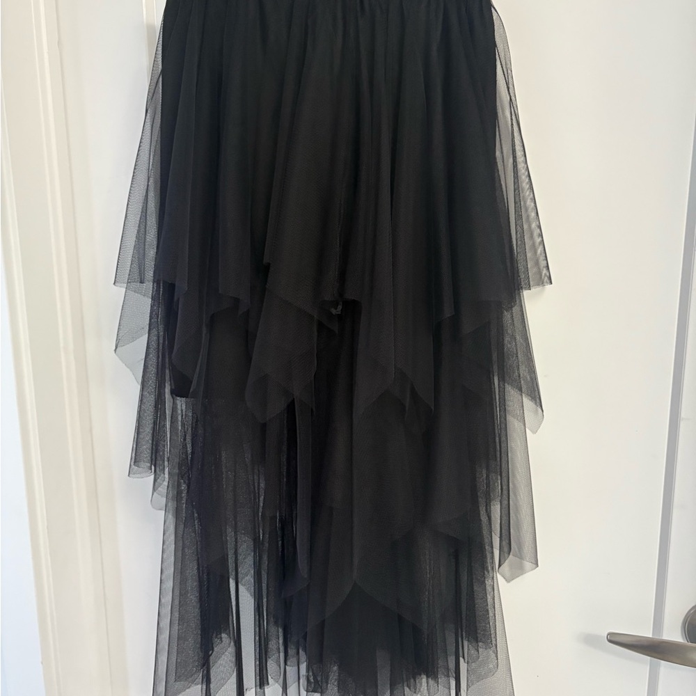Elegant Black Layered Midi Skirt